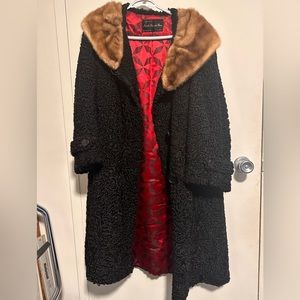 lambs wool and mink fur vintage jacket